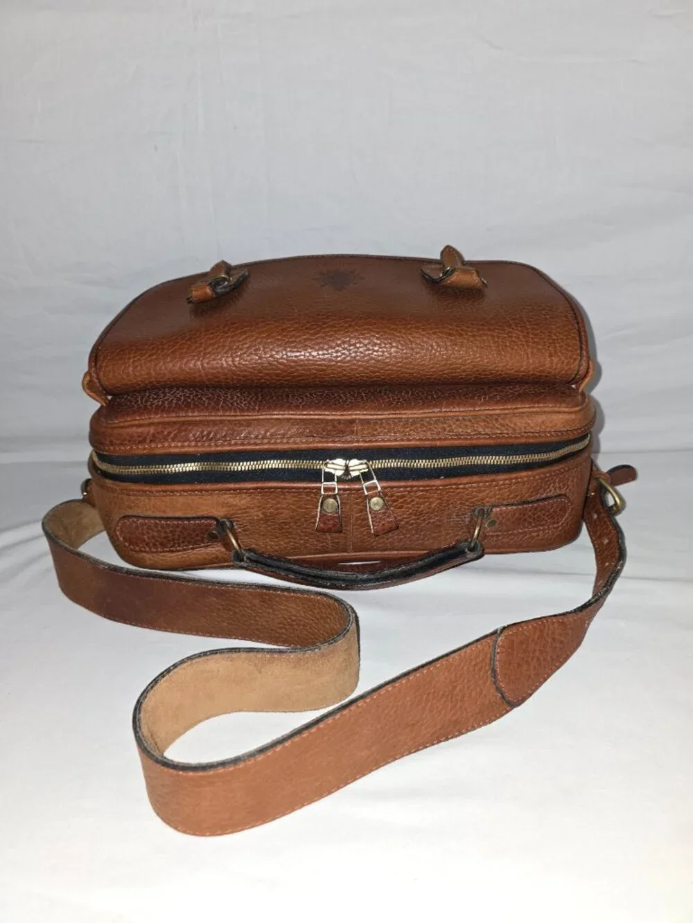 Vintage Territory Ahead Brown Full Grain Leather Overnight Weekender Travel Bag